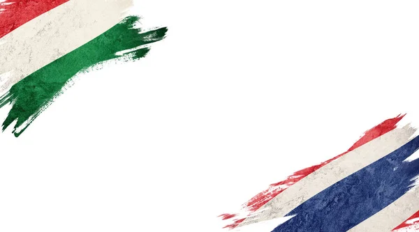 Bandeiras da Hungria e Tailândia em fundo branco — Fotografia de Stock